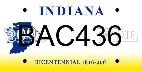BAC436 Indiana License Plate