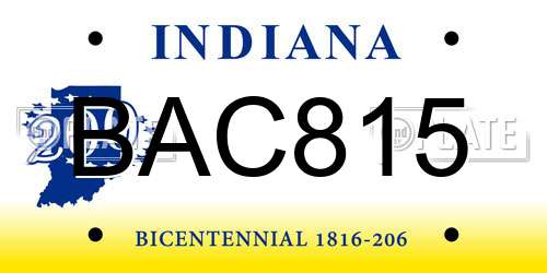BAC815 Indiana License Plate