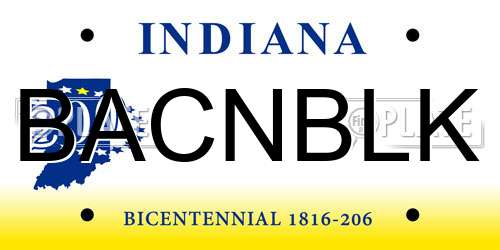 BACNBLK Indiana License Plate