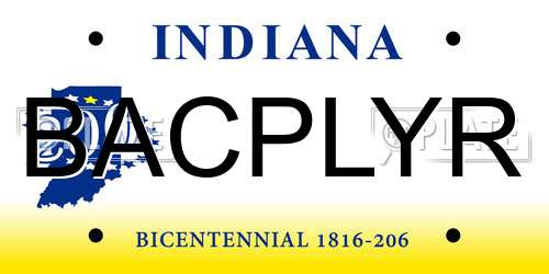 BACPLYR Indiana License Plate