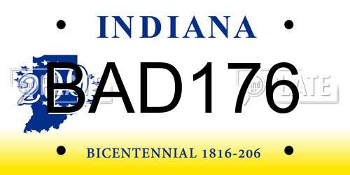 BAD176 Indiana License Plate