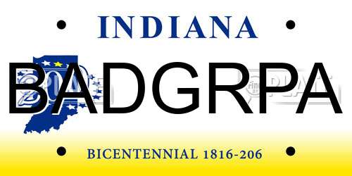 BADGRPA Indiana License Plate