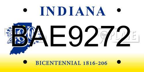 BAE9272 Indiana License Plate