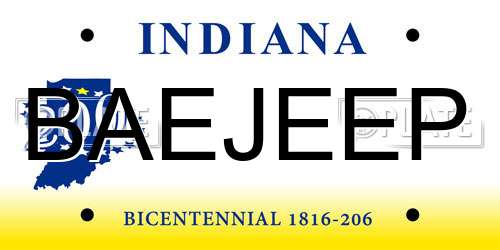 BAEJEEP Indiana License Plate