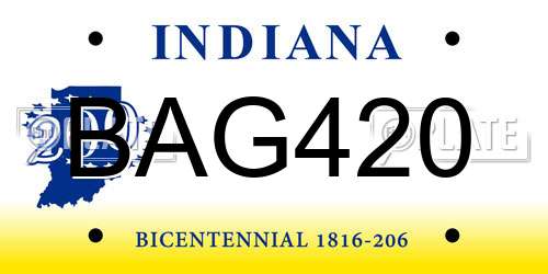 BAG420 Indiana License Plate