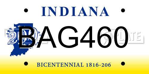 BAG460 Indiana License Plate