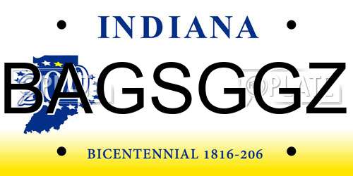 BAGSGGZ Indiana License Plate