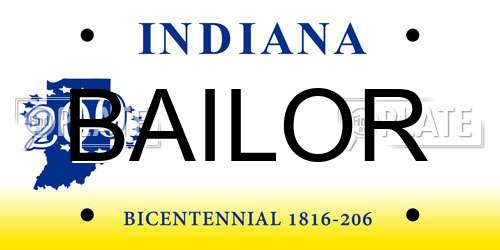 BAILOR Indiana License Plate