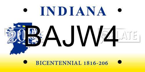 BAJW4 Indiana License Plate