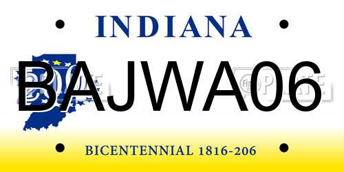 BAJWA06 Indiana License Plate