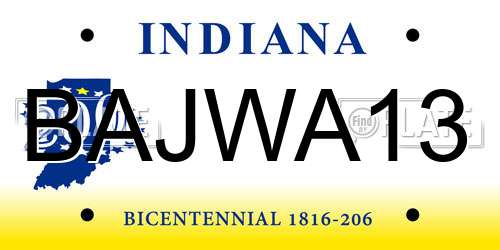 BAJWA13 Indiana License Plate