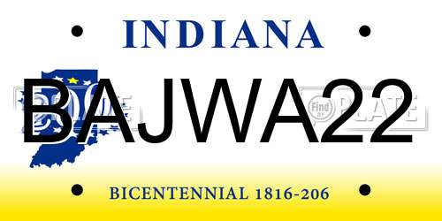 BAJWA22 Indiana License Plate