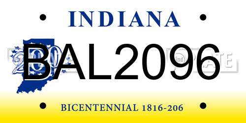 BAL2096 Indiana License Plate
