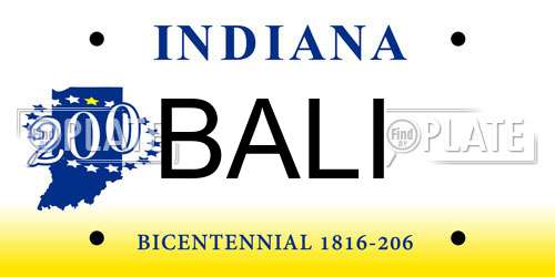 BALI Indiana License Plate