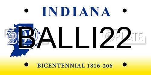 BALLI22 Indiana License Plate