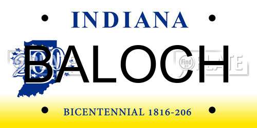 BALOCH Indiana License Plate