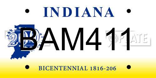 BAM411 Indiana License Plate