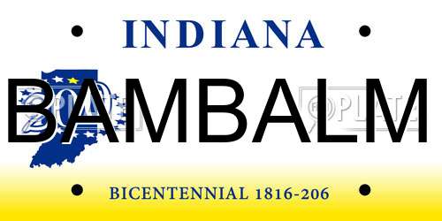 BAMBALM Indiana License Plate