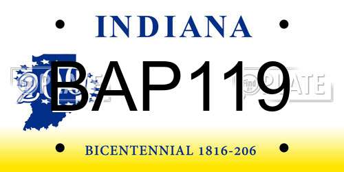 BAP119 Indiana License Plate