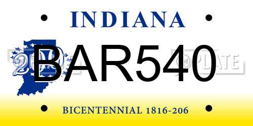 BAR540 Indiana License Plate