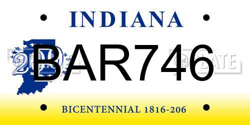 BAR746 Indiana License Plate