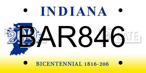 BAR846 Indiana License Plate