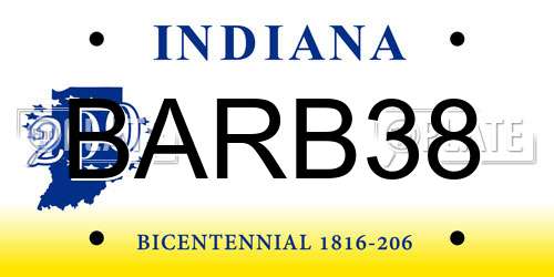 BARB38 Indiana License Plate