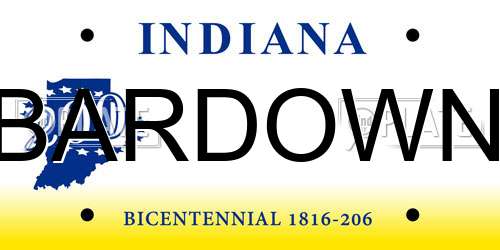 BARDOWN Indiana License Plate