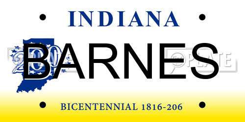 BARNES Indiana License Plate