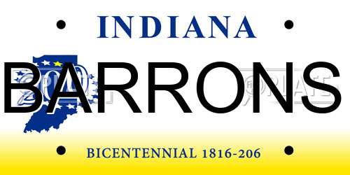 BARRONS Indiana License Plate