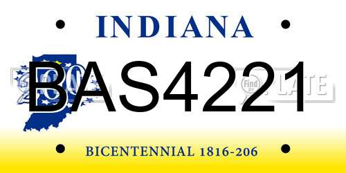 BAS4221 Indiana License Plate