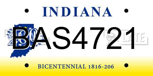 BAS4721 Indiana License Plate