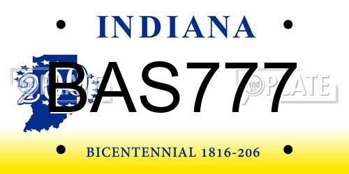 BAS777 Indiana License Plate