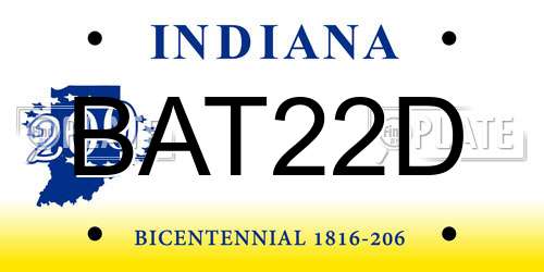 BAT22D Indiana License Plate