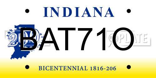 BAT71O Indiana License Plate