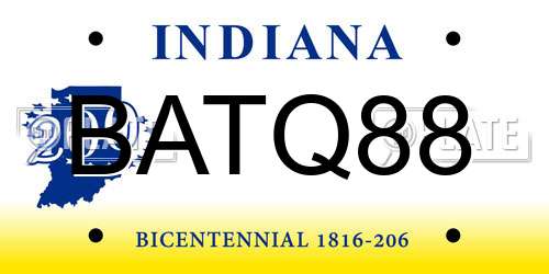 BATQ88 Indiana License Plate