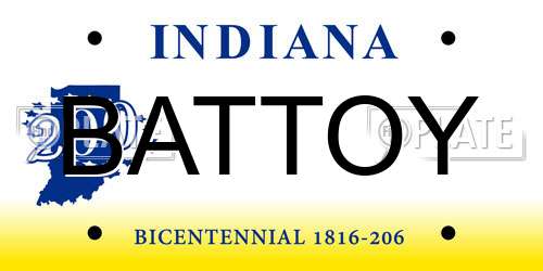 BATTOY Indiana License Plate