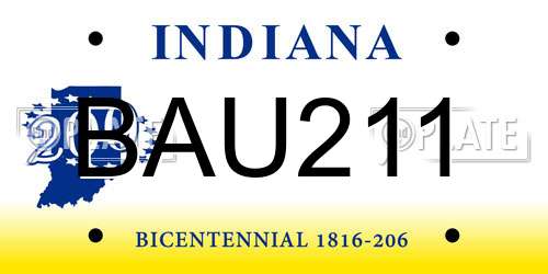 BAU211 Indiana License Plate