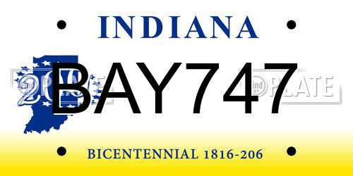 BAY747 Indiana License Plate
