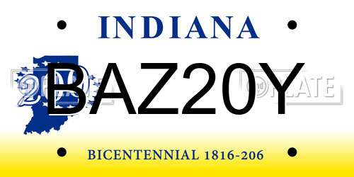BAZ20Y Indiana License Plate