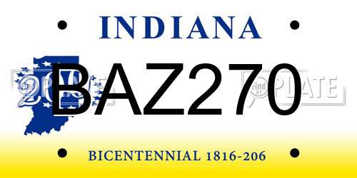 BAZ270 Indiana License Plate