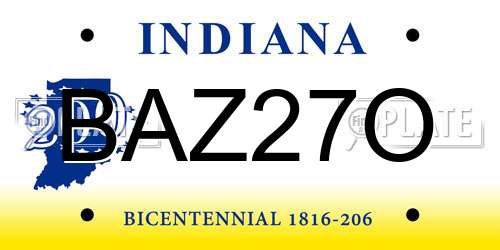 BAZ27O Indiana License Plate