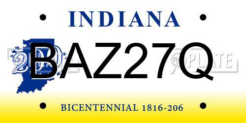 BAZ27Q Indiana License Plate