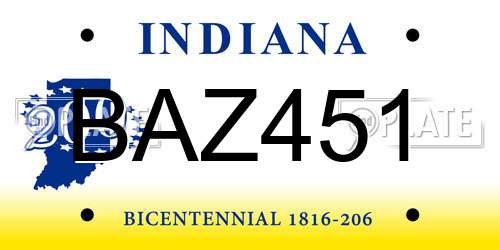 BAZ451 Indiana License Plate