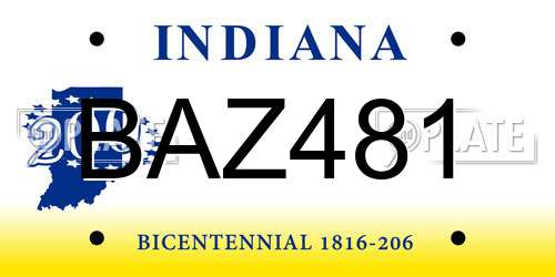 BAZ481 Indiana License Plate