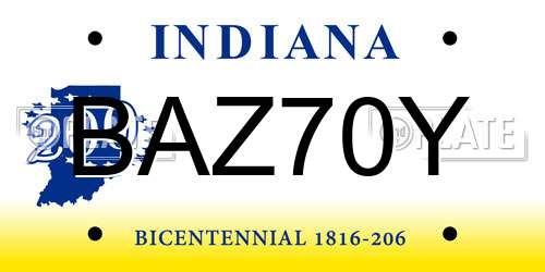 BAZ70Y Indiana License Plate
