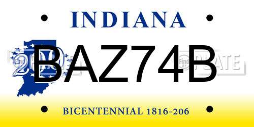 BAZ74B Indiana License Plate