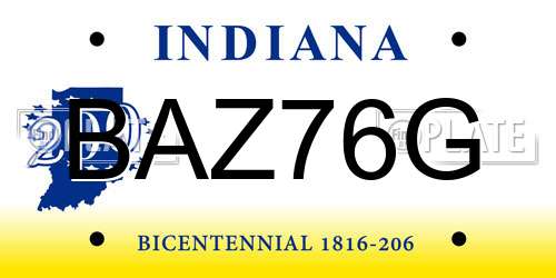 BAZ76G Indiana License Plate