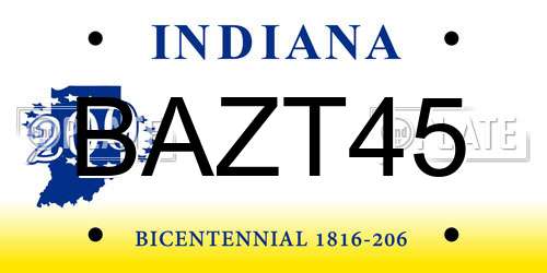 BAZT45 Indiana License Plate