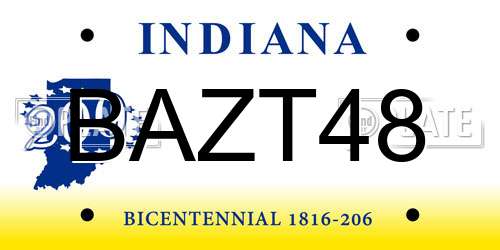 BAZT48 Indiana License Plate